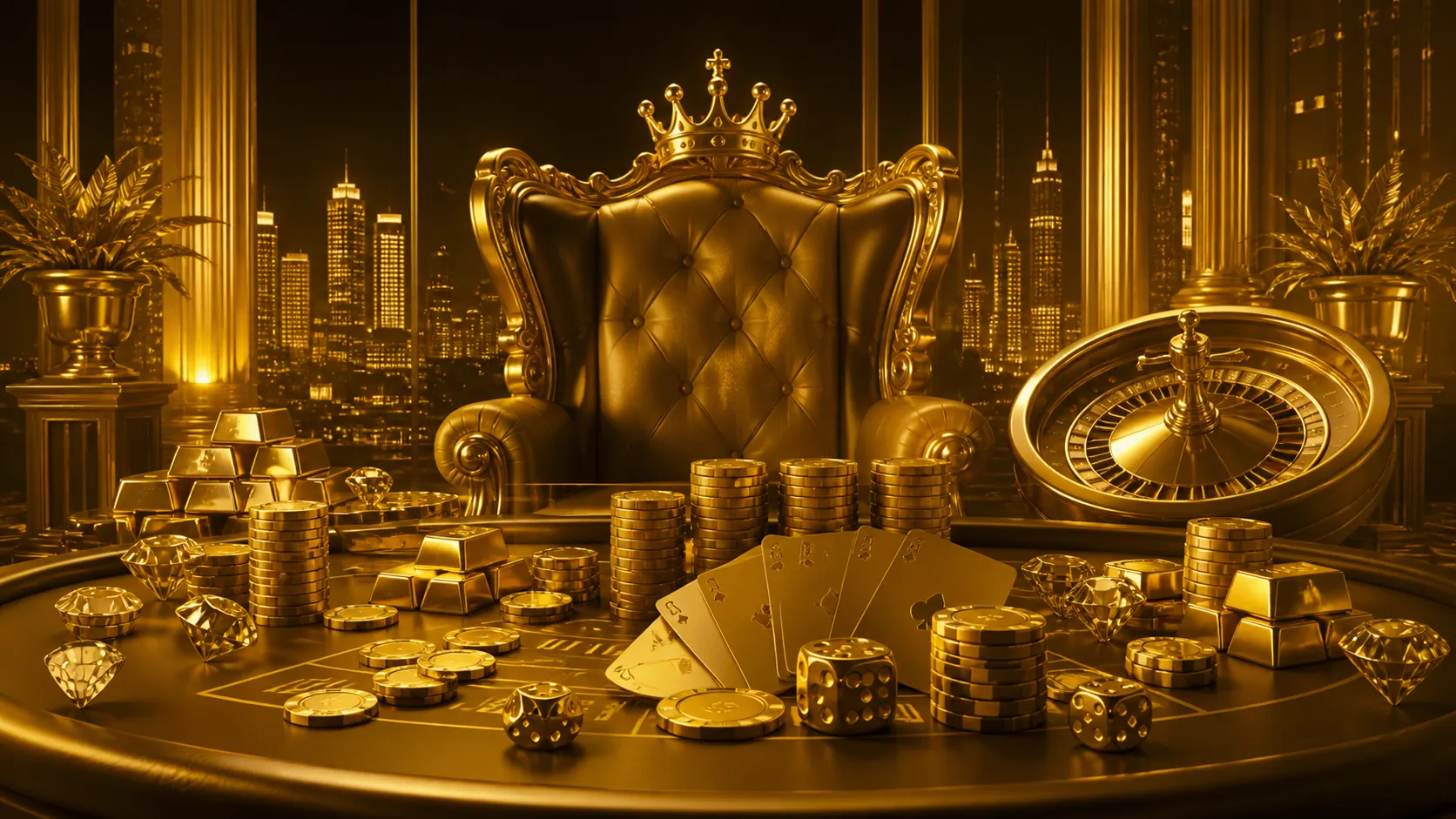Luxurious casino-themed banner for Tycoon with poker chips, playing cards, and gold accents.